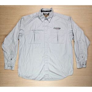 Harley Davidson Mens Snap Button Shirt Size L Garage Work Gray Mechanic